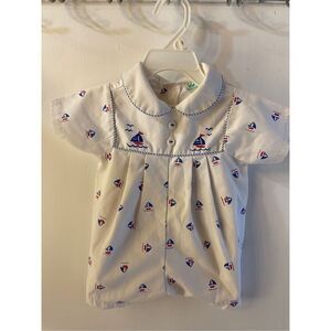 Tiny tots originals sailors suit infant 6/9m white blue red boats